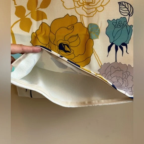 Floral Spring Summer Pillow Covers Approx 20”x20” Set Of 2 Zipper Closure New - Picture 4 of 9